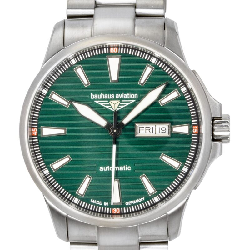 Bauhaus Aviation Titanium Green Dial Automatic 2862M4 100M Men's Watch