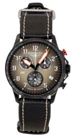 Bauhaus Aviation Chronograph Leather Strap Brown Dial Quartz 28861 100M Men's Watch