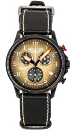 Bauhaus Aviation Flyback Chronograph Leather Strap Brown Dial Quartz 28885 100M Men's Watch
