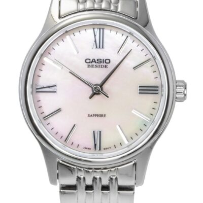 Casio Beside Analog Stainless Steel Pink Mother of Pearl Dial Quartz BLS-100DS-4AV Women's Watch