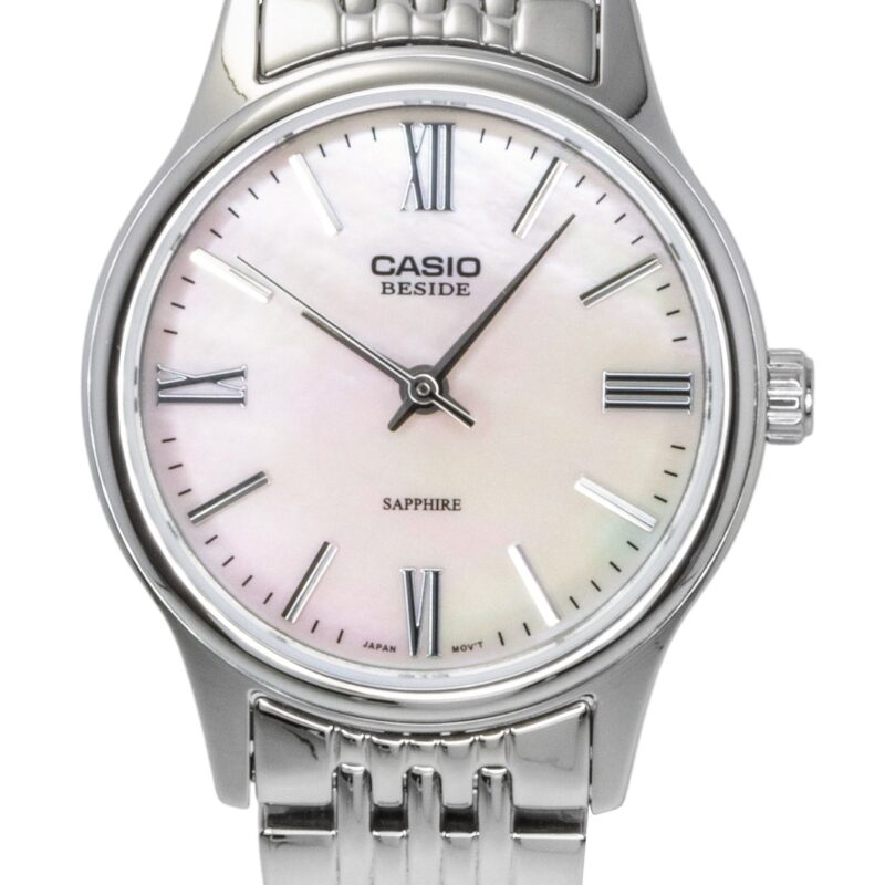 Casio Beside Analog Stainless Steel Pink Mother of Pearl Dial Quartz BLS-100DS-4AV Women's Watch