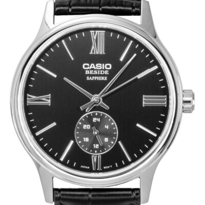 Casio Beside Analog Leather Strap Black Dial Quartz BMS-100L-1AV Men's Watch