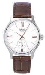 Casio Beside Analog Leather Strap White Dial Quartz BMS-100L-5AV Men's Watch
