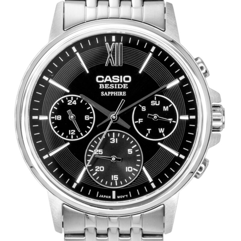 Casio Beside Analog Stainless Steel Black Dial Quartz BMS-300D-1AV Men's Watch Casio Beside Analog Stainless Steel Black Dial Quartz BMS-300D-1AV Men's Watch