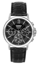 Casio Beside Analog Leather Strap Black Dial Quartz BMS-300L-1AV Men's Watch