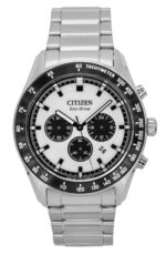 Citizen Eco-Drive Chronograph Stainless Steel White Dial CA4674-58A 100M Men's Watch