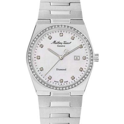 Mathey-Tissot Zeus Diamond Accents Stainless Steel White Dial Quartz D118SAI Women's Watch