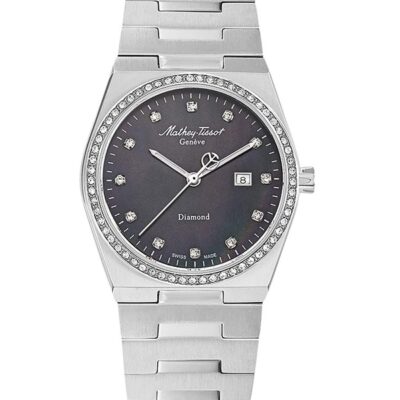 Mathey-Tissot Zeus Diamond Accents Stainless Steel Black Dial Quartz D118SAN Women's Watch