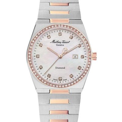 Mathey-Tissot Zeus Diamond Accents Two Tone Stainless Steel White Dial Quartz D118SBI Women's Watch