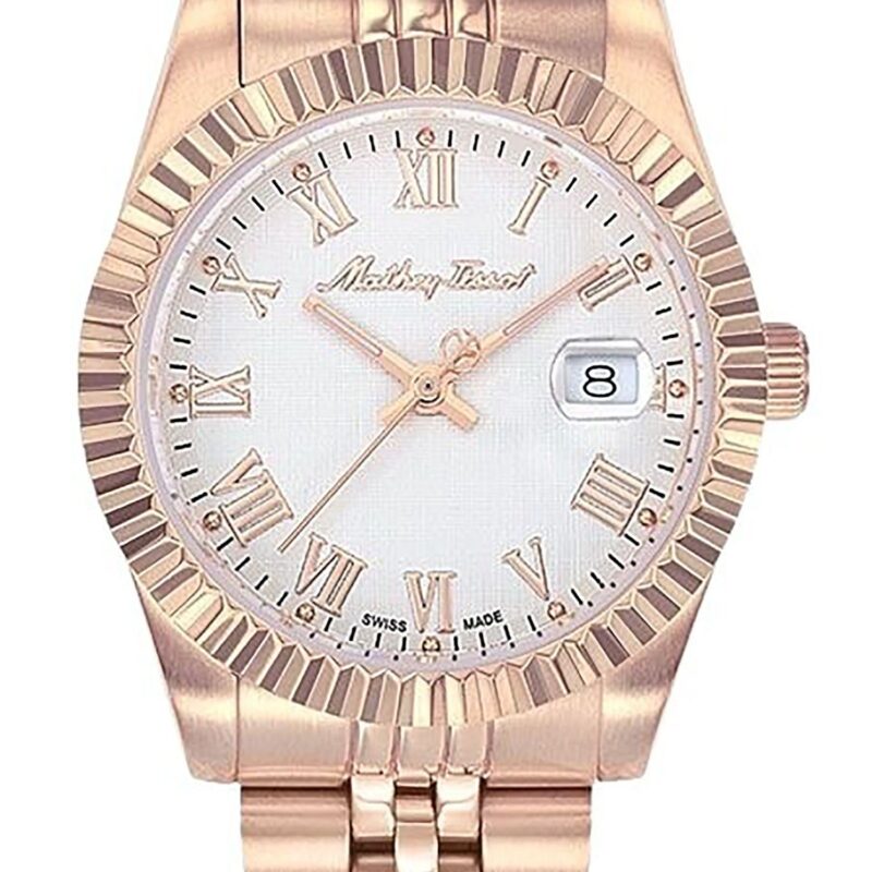 Mathey-Tissot Mathy III Roman Rose Gold Tone Stainless Steel White Dial Quartz D810PRA Women's Watch