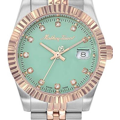 Mathey-Tissot Mathy III Two Tone Stainless Steel Green Dial Quartz D810RV Women's Watch
