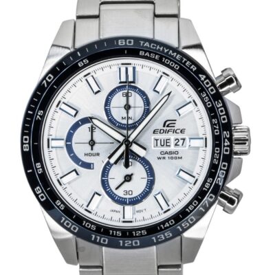 Casio Edifice Analog Chronograph Stainless Steel Silver Dial Quartz EFR-574DE-7AV 100M Men's Watch