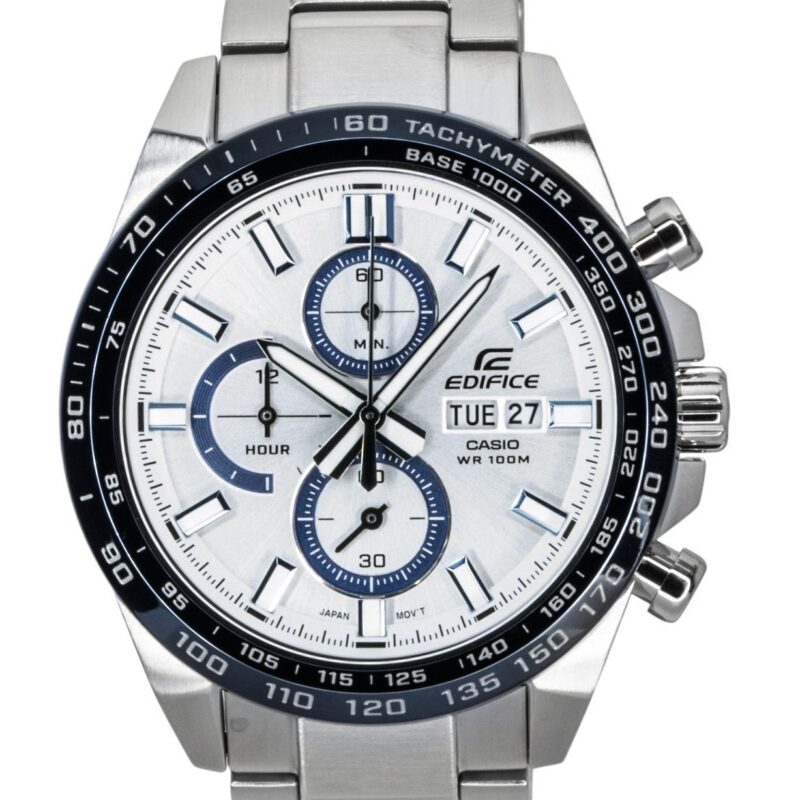 Casio Edifice Analog Chronograph Stainless Steel Silver Dial Quartz EFR-574DE-7AV 100M Men's Watch