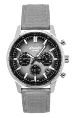 Casio Edifice Analog Chronograph Leather Strap Grey Dial Quartz EFR-575C-8A 100M Men's Watch