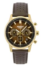 Casio Edifice Analog Chronograph Leather Strap Brown Dial Quartz EFR-575CL-5A 100M Men's Watch