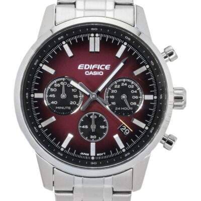 Casio Edifice Analog Chronograph Stainless Steel Red Dial Quartz EFR-575D-4A 100M Men's Watch