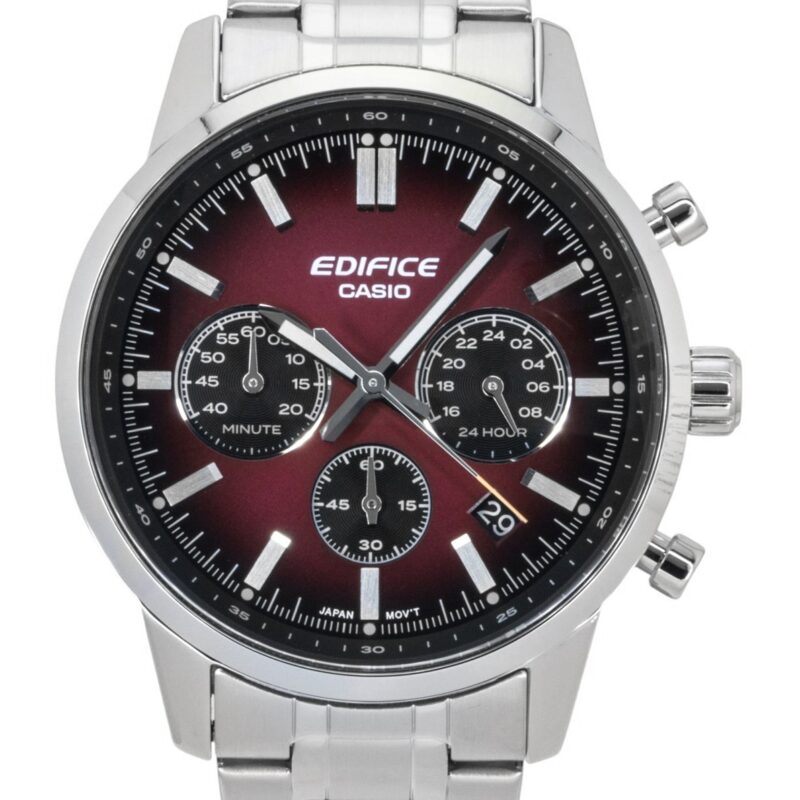 Casio Edifice Analog Chronograph Stainless Steel Red Dial Quartz EFR-575D-4A 100M Men's Watch