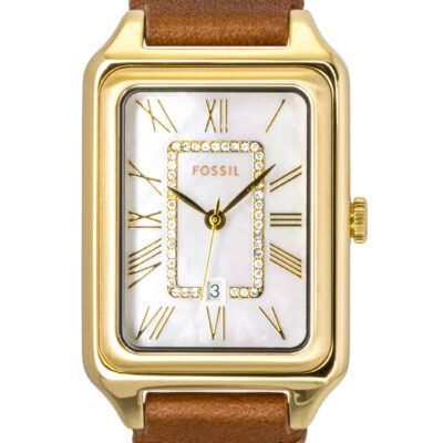 Fossil Raquel Brown Leather Strap White Mother Of Pearl Dial Quartz ES5307 Women's Watch
