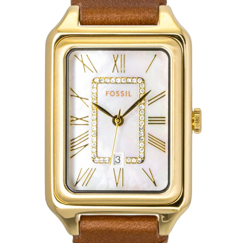 Fossil Raquel Brown Leather Strap White Mother Of Pearl Dial Quartz ES5307 Women's Watch