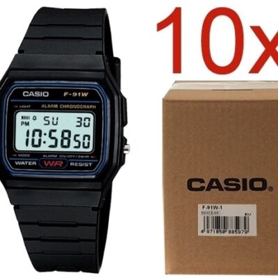 Casio Vintage F-91w-1yeg **pack 10 Pcs** (F-91W-1YEG-10) Unisex WATCHES