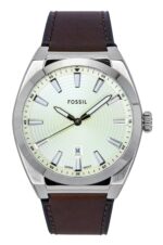 Fossil Everett Leather Strap Cream Dial Quartz FS6071 Men's Watch