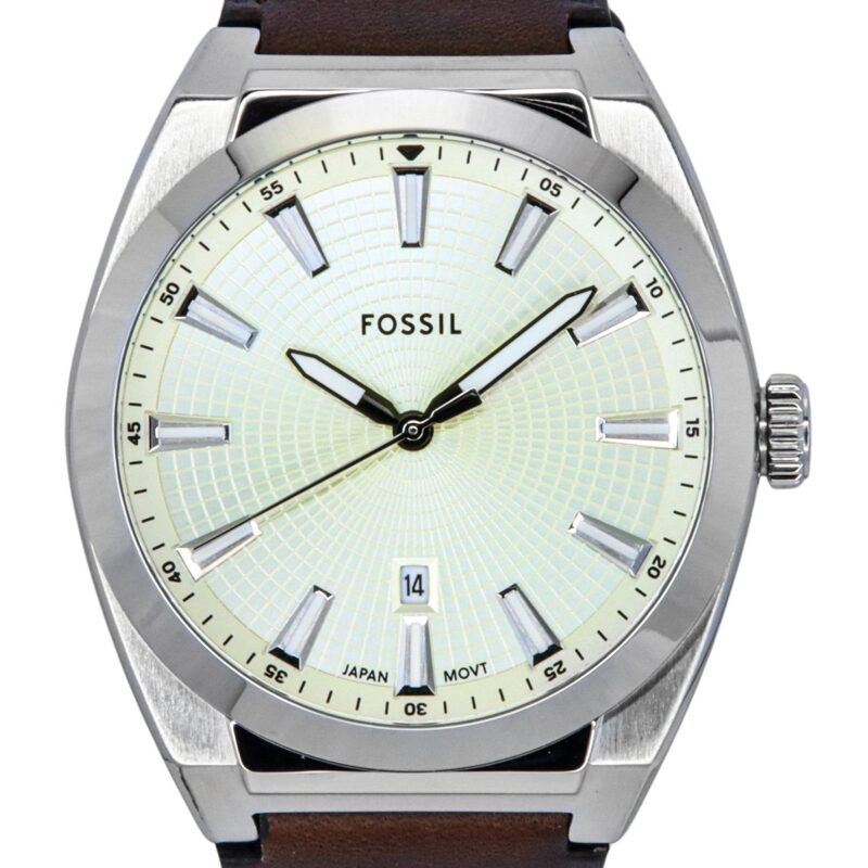 Fossil Everett Leather Strap Cream Dial Quartz FS6071 Men's Watch