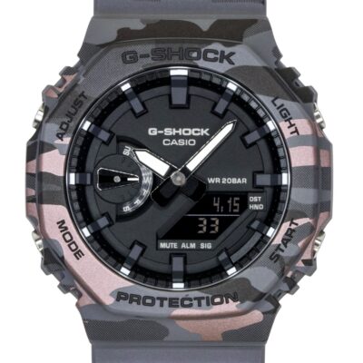 Casio G-Shock Analog Digital Camouflage Bio-based Resin Strap Black Dial Quartz GA-2100CM-8A 200M Men's Watch