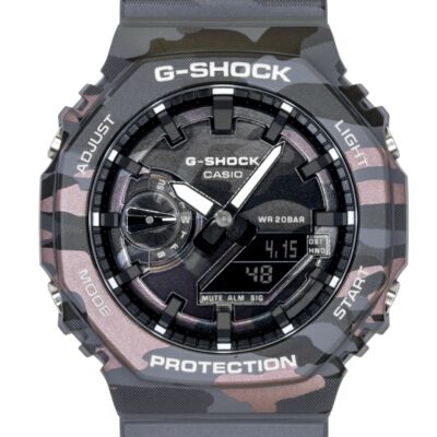 Casio G-Shock Analog Digital Camouflage Bio-based Resin Strap Black Dial Quartz GA-2100CMD-8A 200M Men's Watch