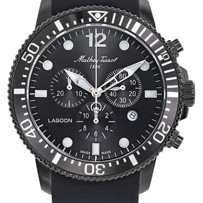 Mathey-Tissot Lagoon Chronograph Silicon Strap Black Dial Quartz H123CHLNN 100M Men's Watch