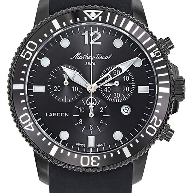 Mathey-Tissot Lagoon Chronograph Silicon Strap Black Dial Quartz H123CHLNN 100M Men's Watch