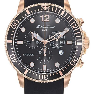 Mathey-Tissot Lagoon Chronograph Silicon Strap Black Dial Quartz H123CHPLN 100M Men's Watch