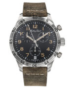 Mathey-Tissot Flyback Type 21 Chronograph Leather Strap Black Dial Quartz H1821CHALNO Men's Watch
