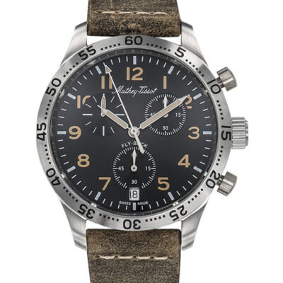 Mathey-Tissot Flyback Type 21 Chronograph Leather Strap Black Dial Quartz H1821CHALNO Men's Watch