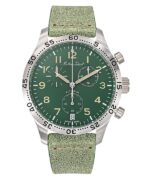 Mathey-Tissot Type 21 Flyback Chronograph Leather Strap Green Dial Quartz H1821CHALV Men's Watch