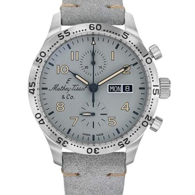 Mathey-Tissot Type 21 Chrono Leather Strap Grey Dial Automatic H1821CHTLG Men's Watch