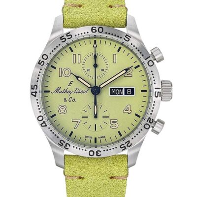 Mathey-Tissot Type 21 Chrono Leather Strap Green Dial Automatic H1821CHTLV Men's Watch