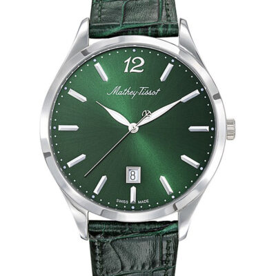Mathey-Tissot Urban Leather Strap Green Dial Quartz H411AV Men's Watch