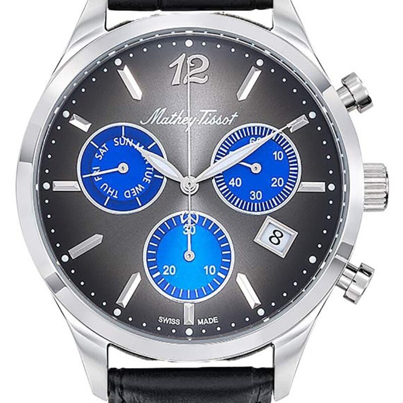 Mathey-Tissot Urban Chrono Leather Strap Black Dial Quartz H411CHALMB Men's Watch