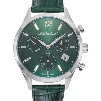Mathey-Tissot Urban Chronograph Leather Strap Green Dial Quartz H411CHALV Men's Watch