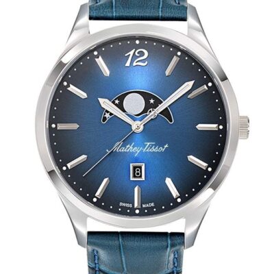 Mathey-Tissot Urban Moon Leather Strap Blue Dial Quartz H411LABU Men's Watch