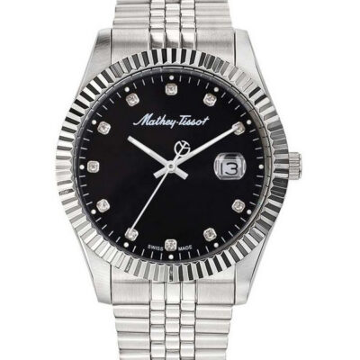 Mathey-Tissot Mathy II Stainless Steel Crystal Accents Black Dial Quartz H710AN Men's Watch