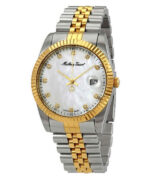 Mathey-Tissot Mathy II Two Tone Stainless Steel Crystal Accents White Mother Of Pearl Dial Quartz H710BI Men's Watch