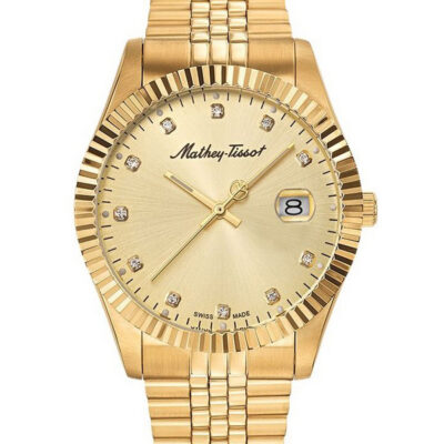Mathey-Tissot Mathy II Stainless Steel Crystal Accents Gold Tone Dial Quartz H710PDI Men's Watch