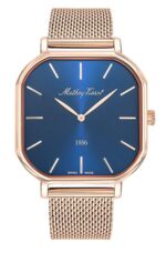 Mathey-Tissot Monsoon Square Rose Gold Tone Stainless Steel Blue Dial Quartz H7917PBU Men's Watch
