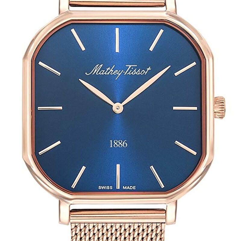 Mathey-Tissot Monsoon Square Rose Gold Tone Stainless Steel Blue Dial Quartz H7917PBU Men's Watch