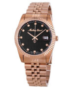 Mathey-Tissot Mathy III Rose Gold PVD Crystal Accents Black Dial Quartz H810PRM Men's Watch