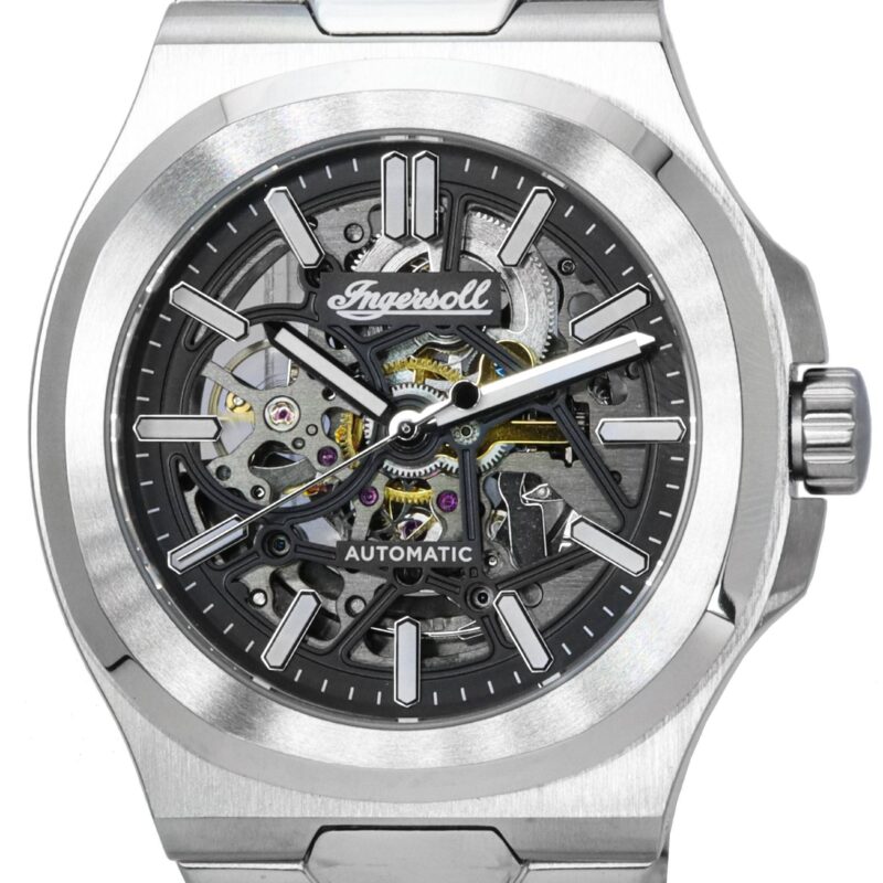 Ingersoll The Catalina Stainless Steel Skeleton Black Dial Automatic I12501 Men's Watch