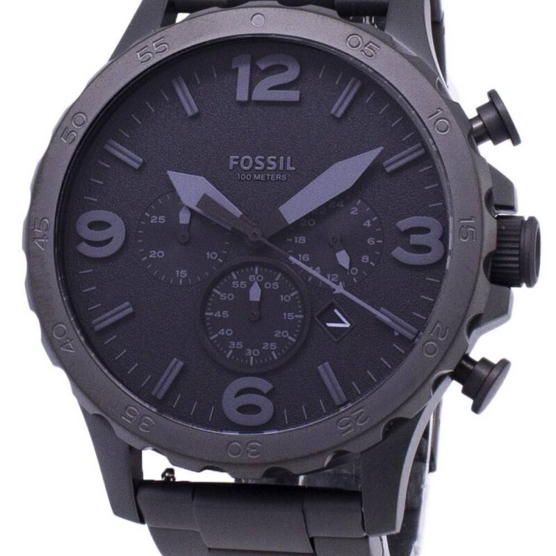 Fossil Nate Chronograph Black Dial Black Ion-plated JR1401 Men’s Watch