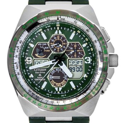 Citizen Promaster Skyhawk A-T Perpetual Calendar Chronograph Green Dial Eco-Drive Diver's JY8147-01X 200M Men's Watch