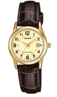 Casio Collection Lady Date Leather - Gold (LTP-V002GL-9BUDF) Women WATCHES